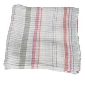 Aden + Anais Baby Blanket Pink Gray Stripe Muslin Cotton Swaddle Security Lovey